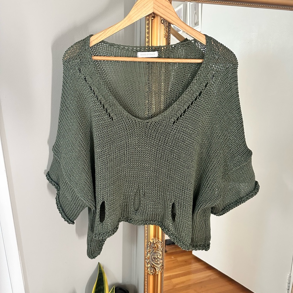 Olive Green Knit Sweater made in Italy